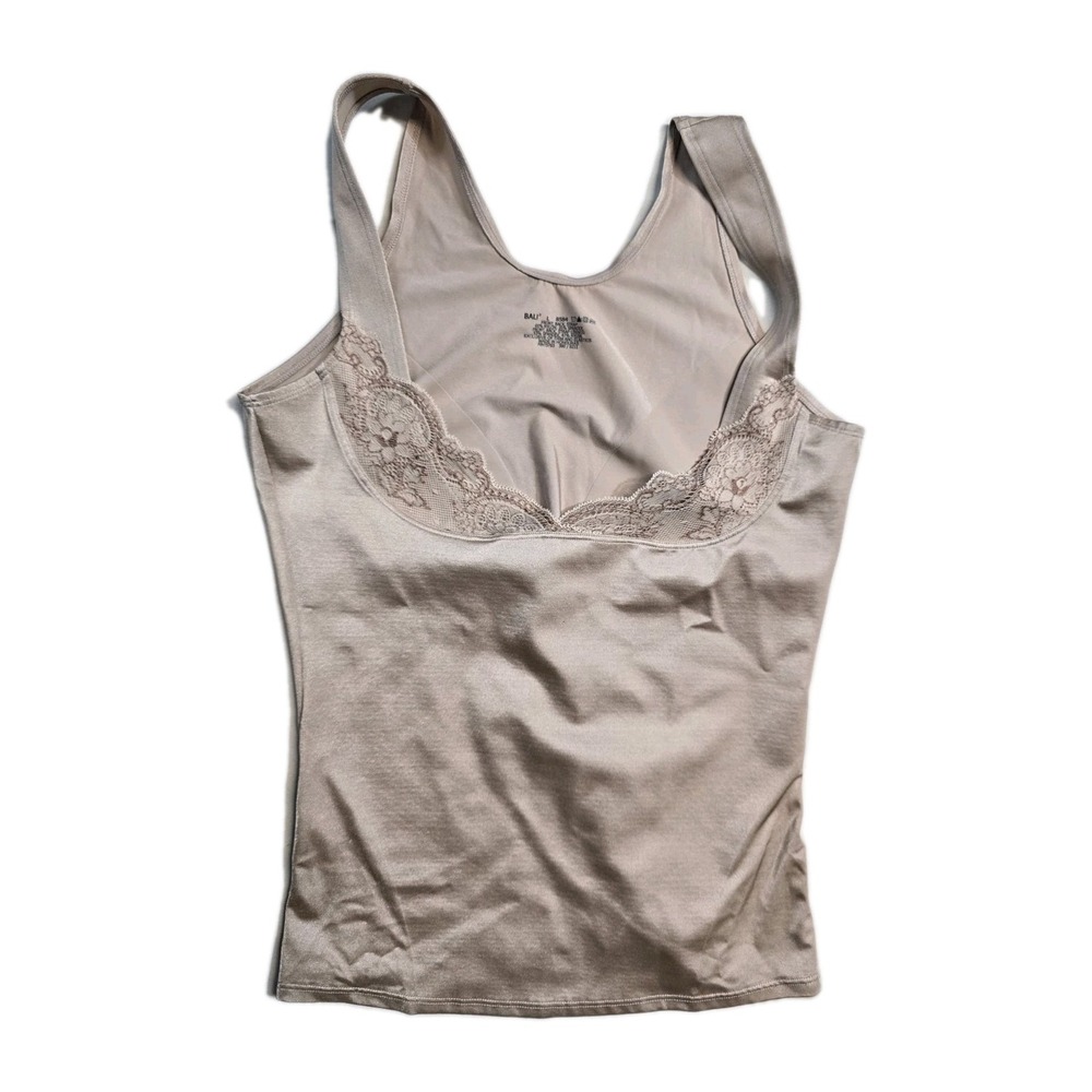 Bali Women's Tank Beige Large Lace Trim